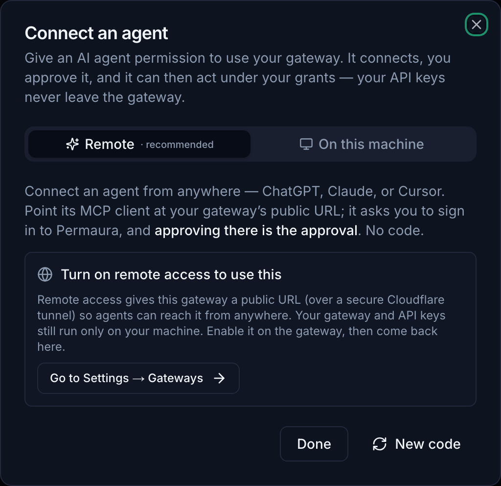 The Remote tab prompting you to turn on remote access first